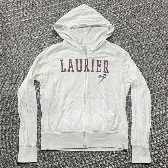 Laurier | Lightweight White Full Zip Hoodie - Picture 1 of 10